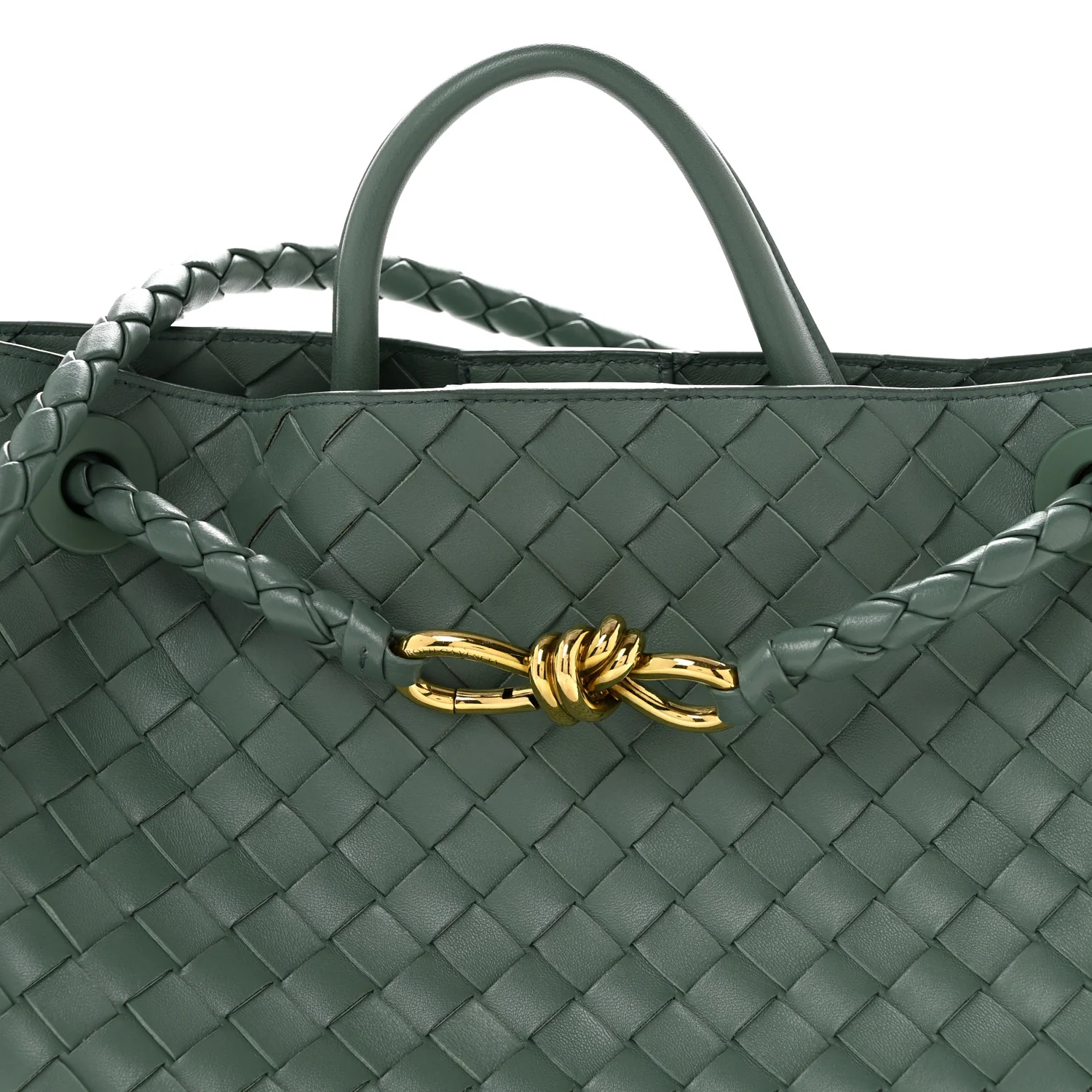 Nappa Intrecciato Medium Andiamo Shoulder Bag Aloe - Top Club