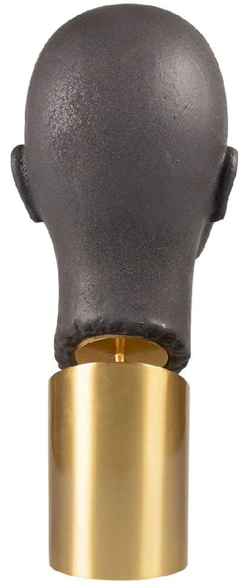 Luxury decorative bust head brown / brass 15.5 x 20 x H. 41 cm - stoneware decorative sculpture with brass base - living room decoration - luxury decorative accessories