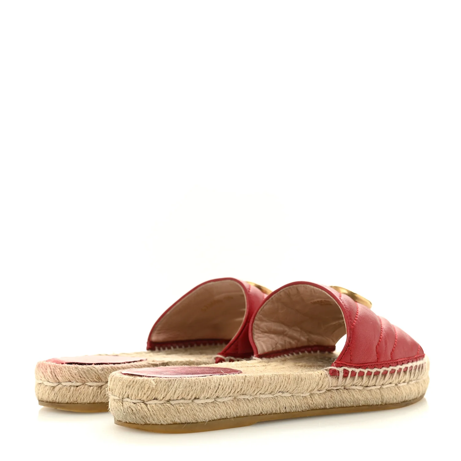 Nappa Matelasse GG Marmont Espadrille Slide Sandals 35 Hibiscus Red - Top Club