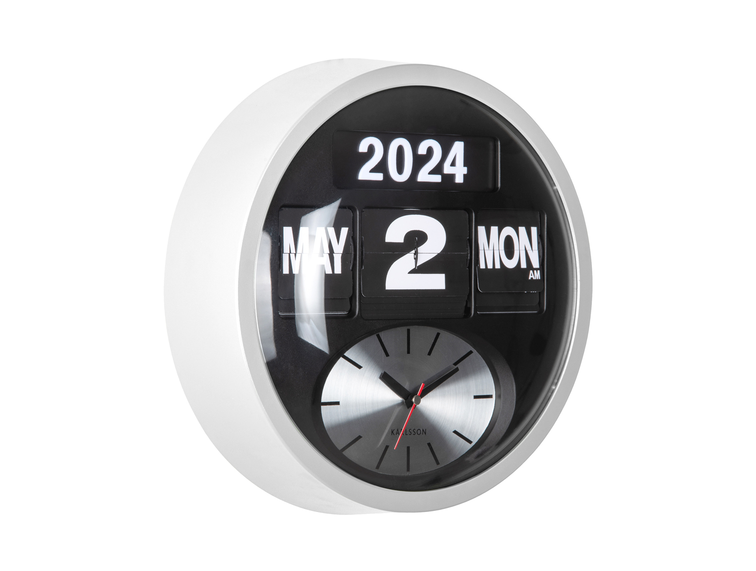 Wandklok Round Flip - Wit
