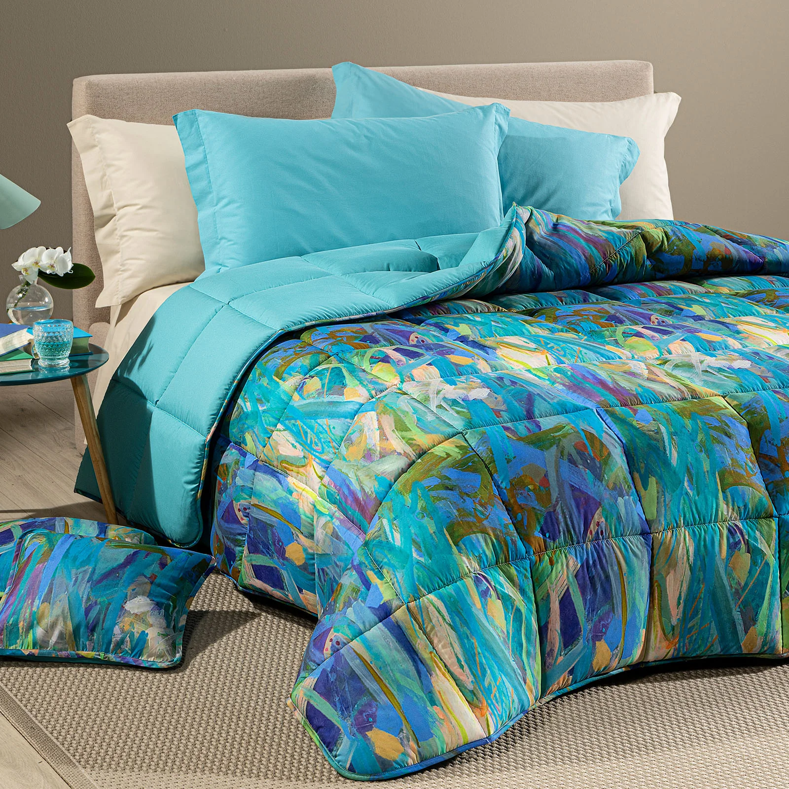 Trapunta In Microfibra Avana Singolo Bluette Modern