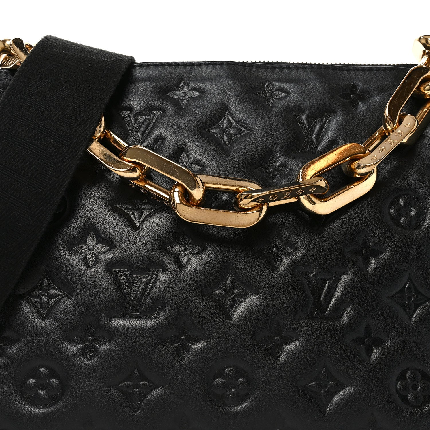 Lambskin Embossed Monogram Coussin MM Black - Top Club