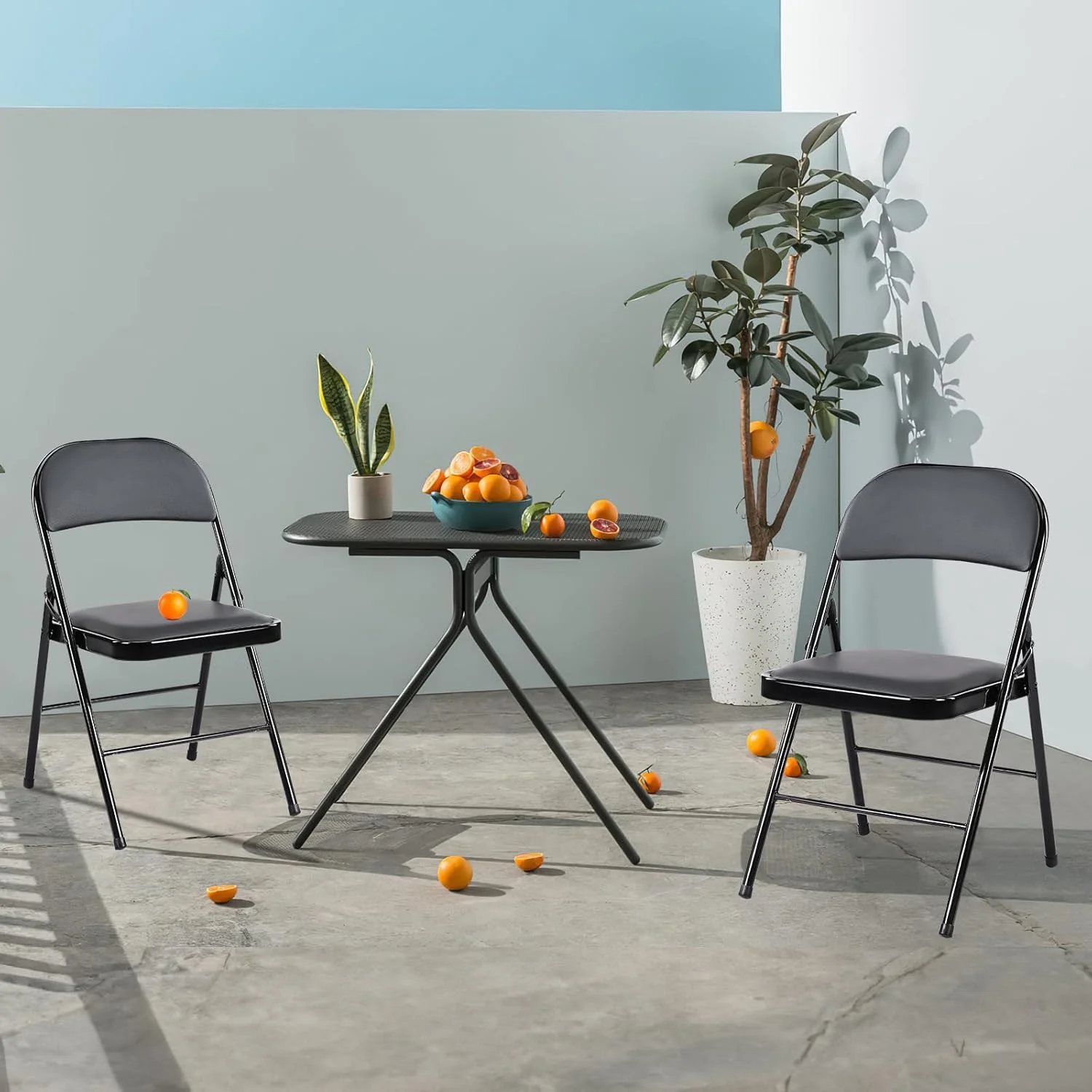 Sweetcrispy Folding Chair 12 Pack, Leather Padded Folding Chairs, Sturdy Metal Foldable Chairs
