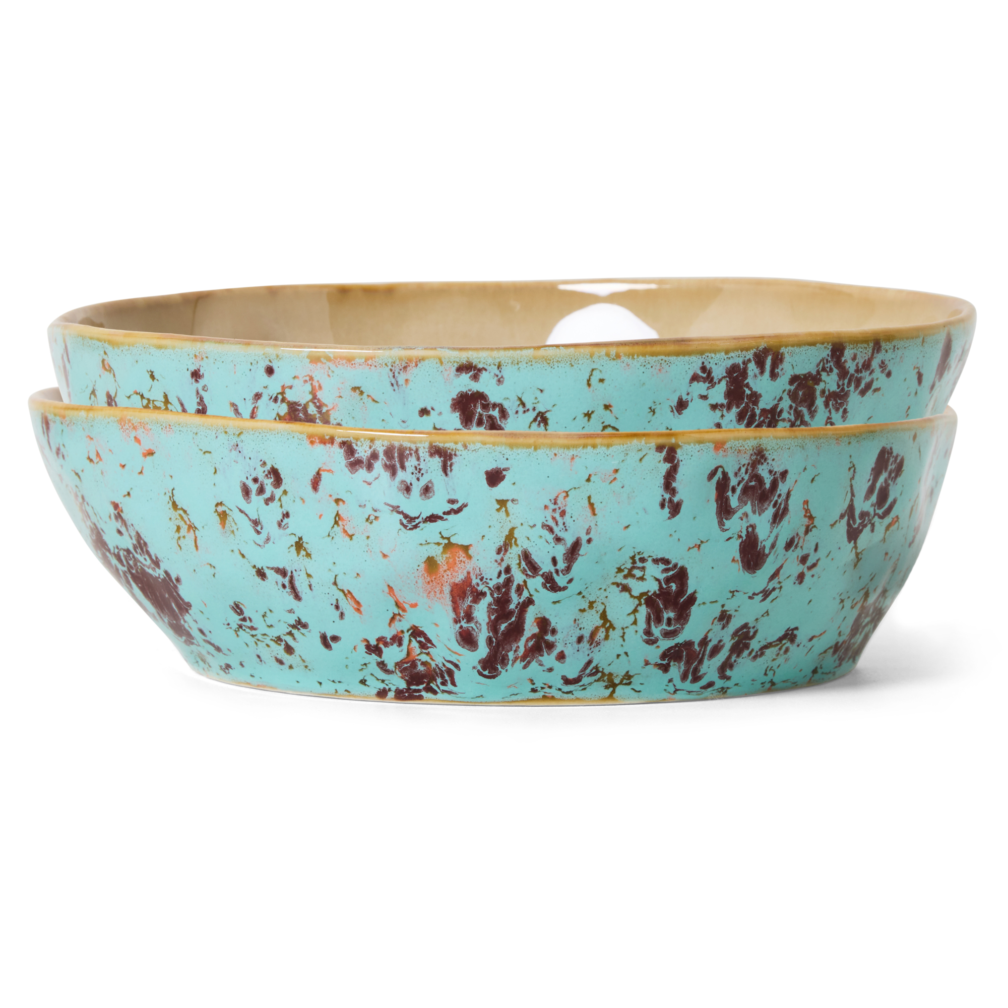 Servies 70's Ceramics pasta kom patina - set van 2
