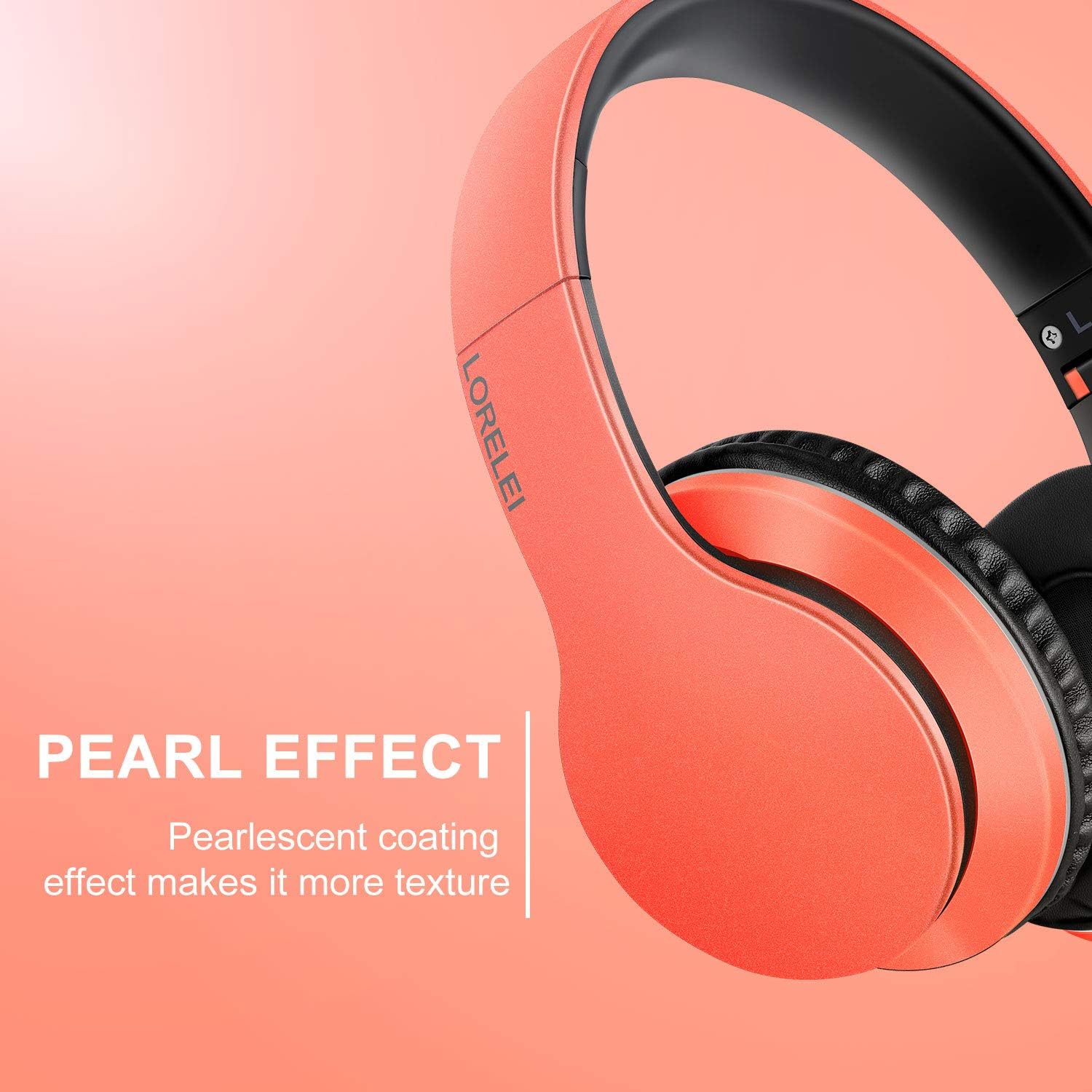 LORELEI X6 Over-Ear Headphones with Microphone, Lightweight Foldable & Portable Stereo Bass Headphones with 1.45M Tangle-Free Wired Headphones for Smartphone Tablet MP3 / 4 (Vitality Orange)