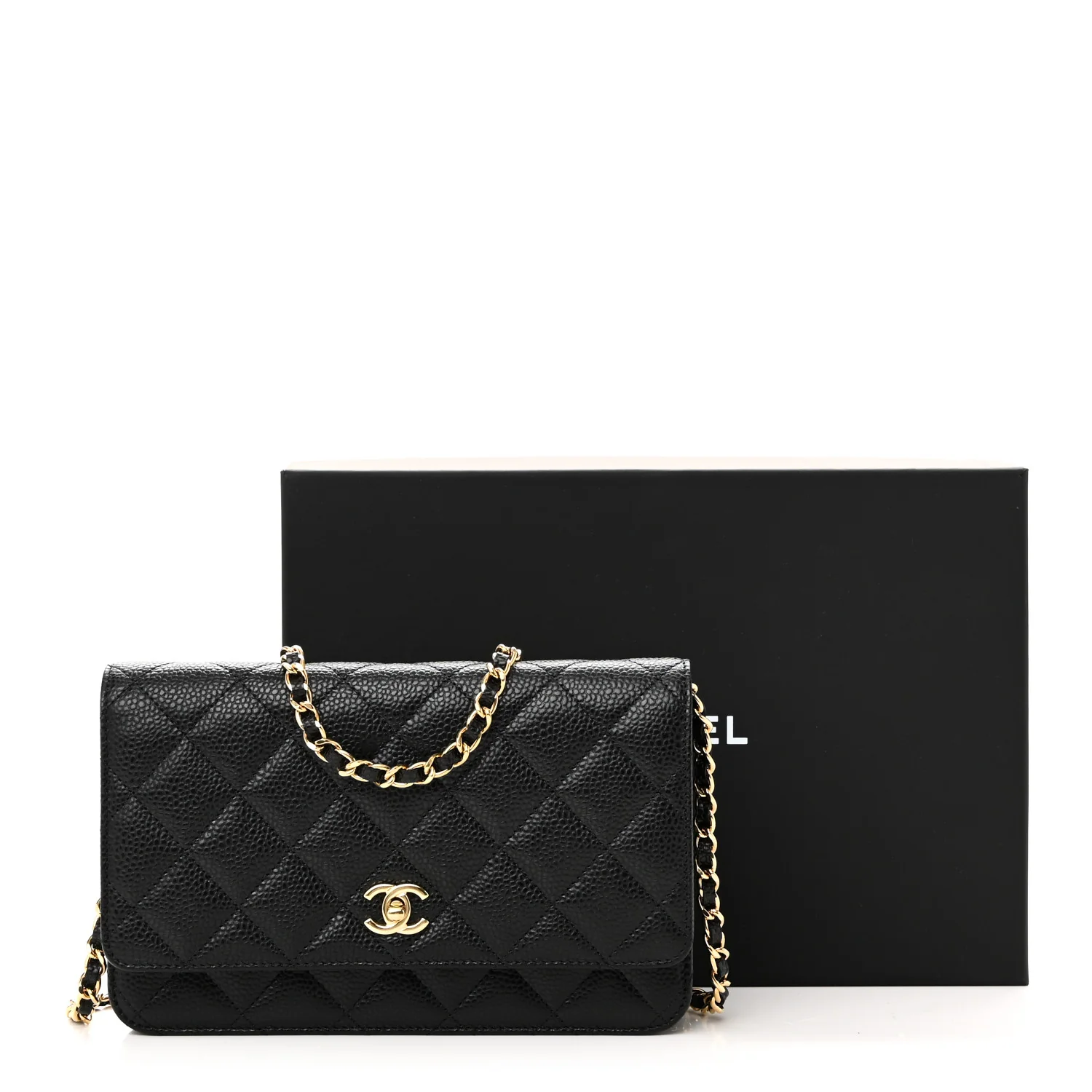 Caviar Quilted CC Turnlock Wallet On Chain WOC Black - Top Club