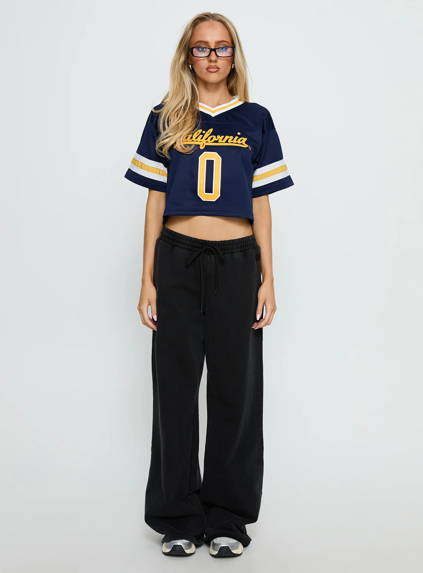 UC Berkeley Cropped Football Jersey Tee Blue