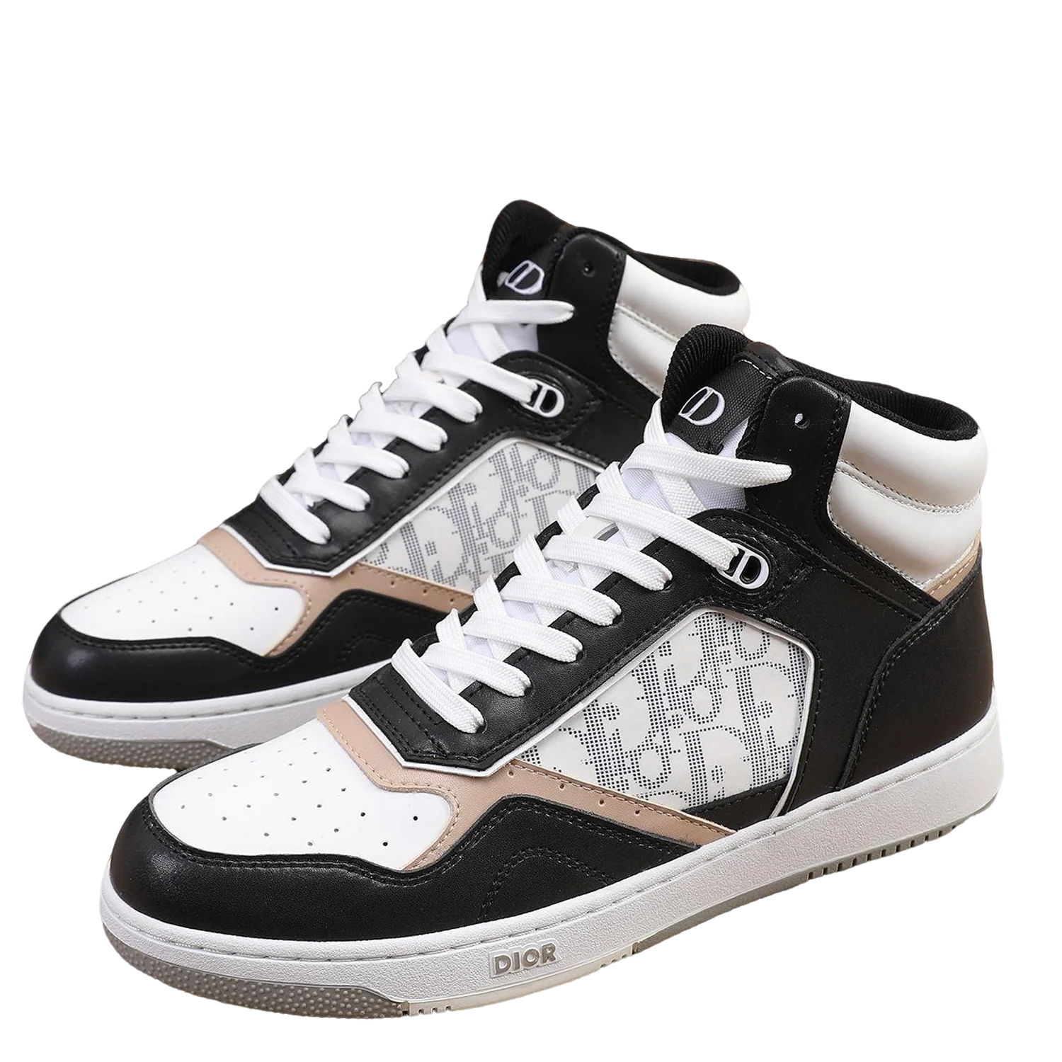 Dior Men's High Top Sneakers with Oblique Pattern and Adjustable Strap - Sneaker Replica Workshop