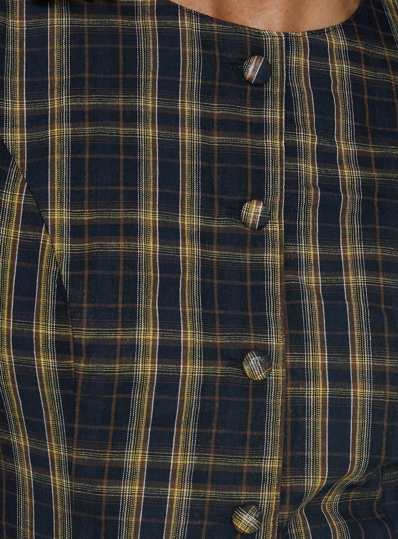 Femme Blouse Top Navy / Lemon Plaid