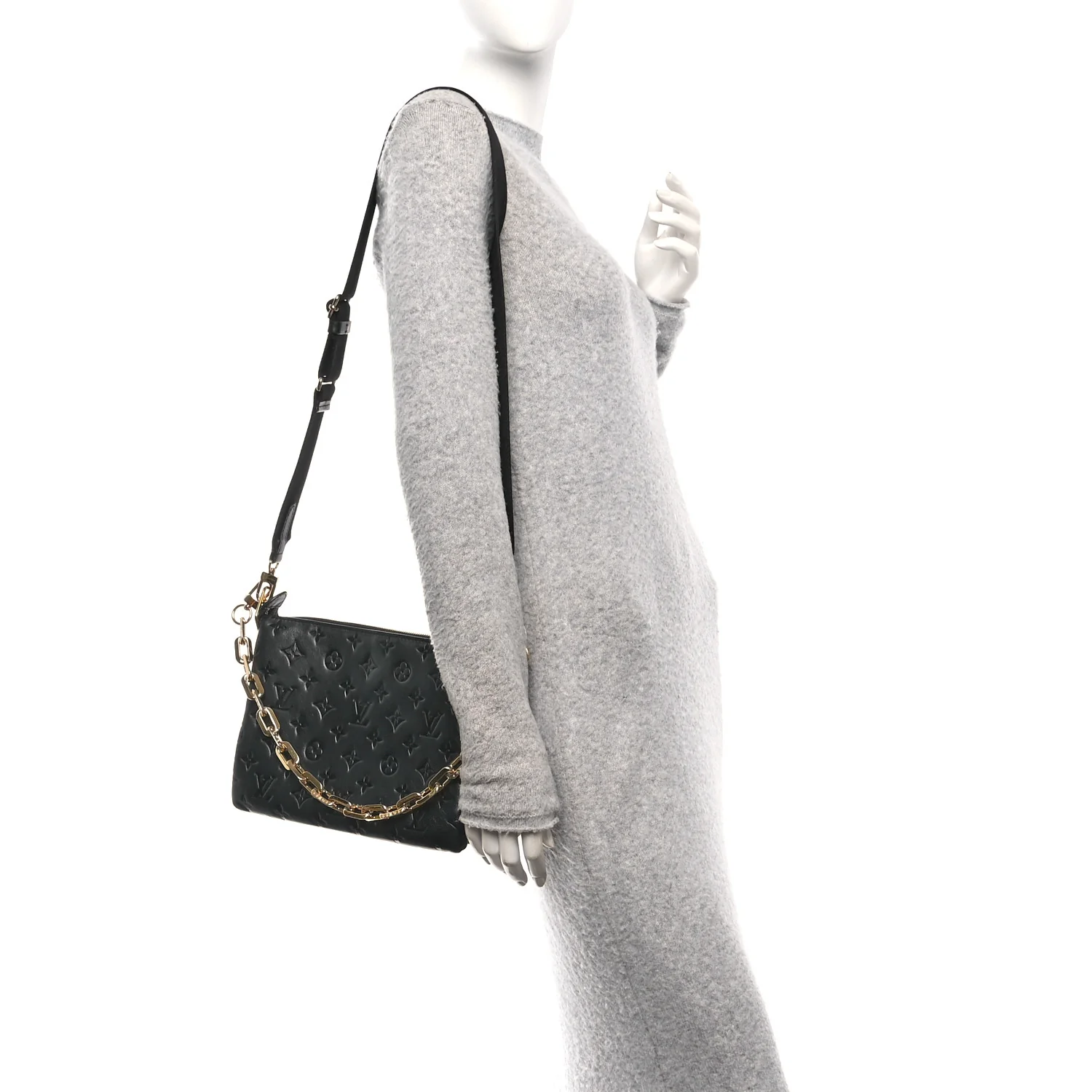 Lambskin Embossed Monogram Coussin PM Black