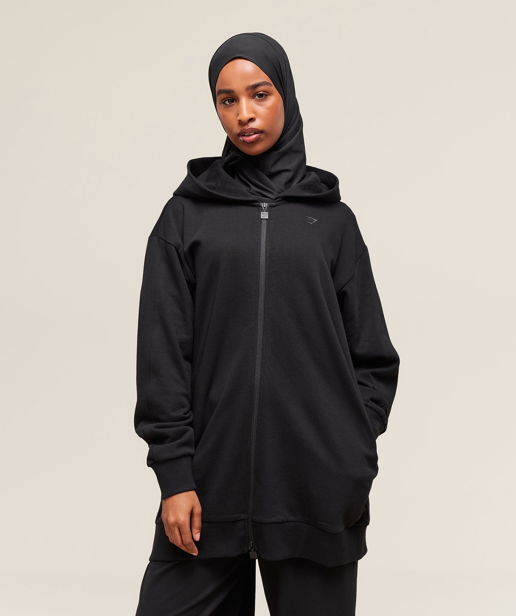 COACH Covered Longline Zip Up Hoodie