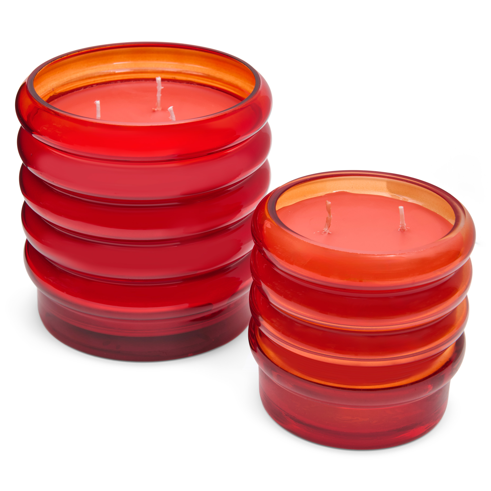 Geurkaars Bubbly red orange small Musk & Santal