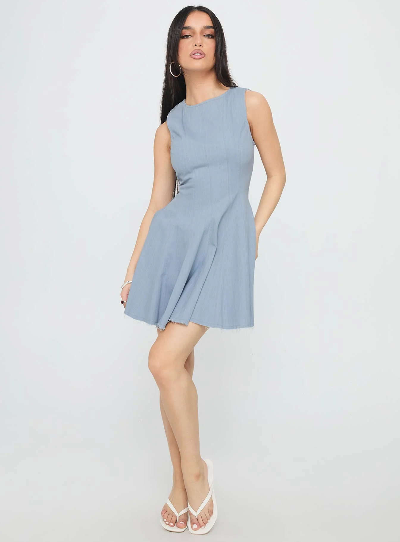Composure Pleat Mini Dress Blue