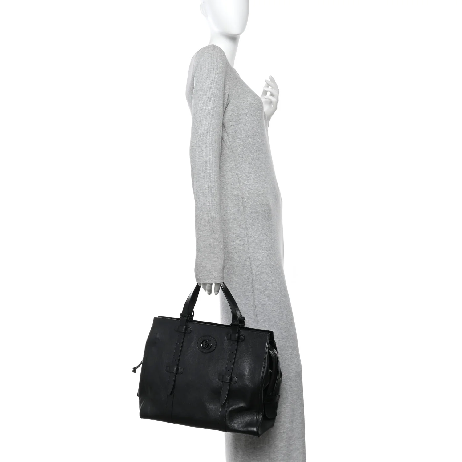 Piuma Lux Energy Monochrome Tonal GG Medium Tote Bag Black