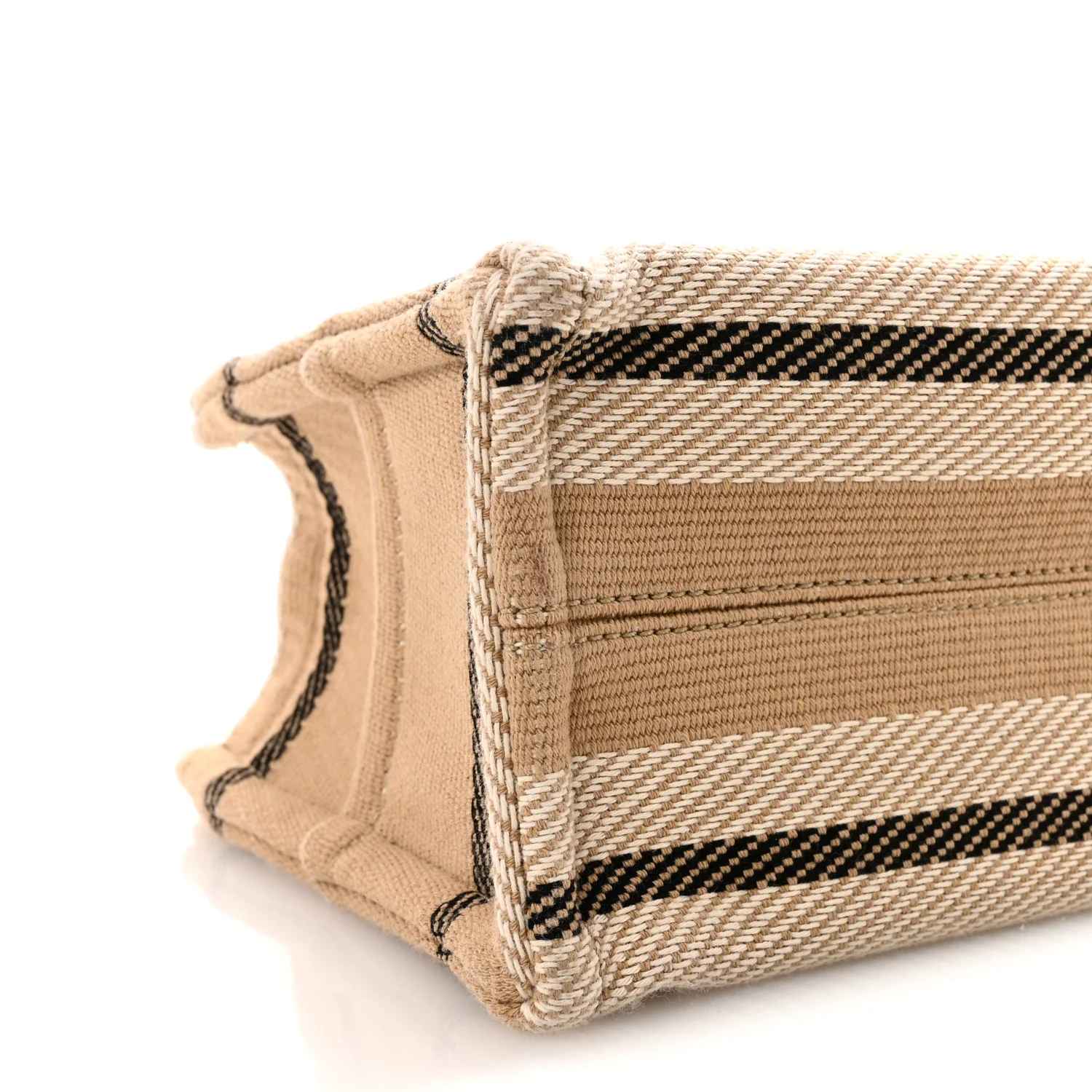 Canvas Calfskin Small Cabas Thais Beige Black White - Top Club
