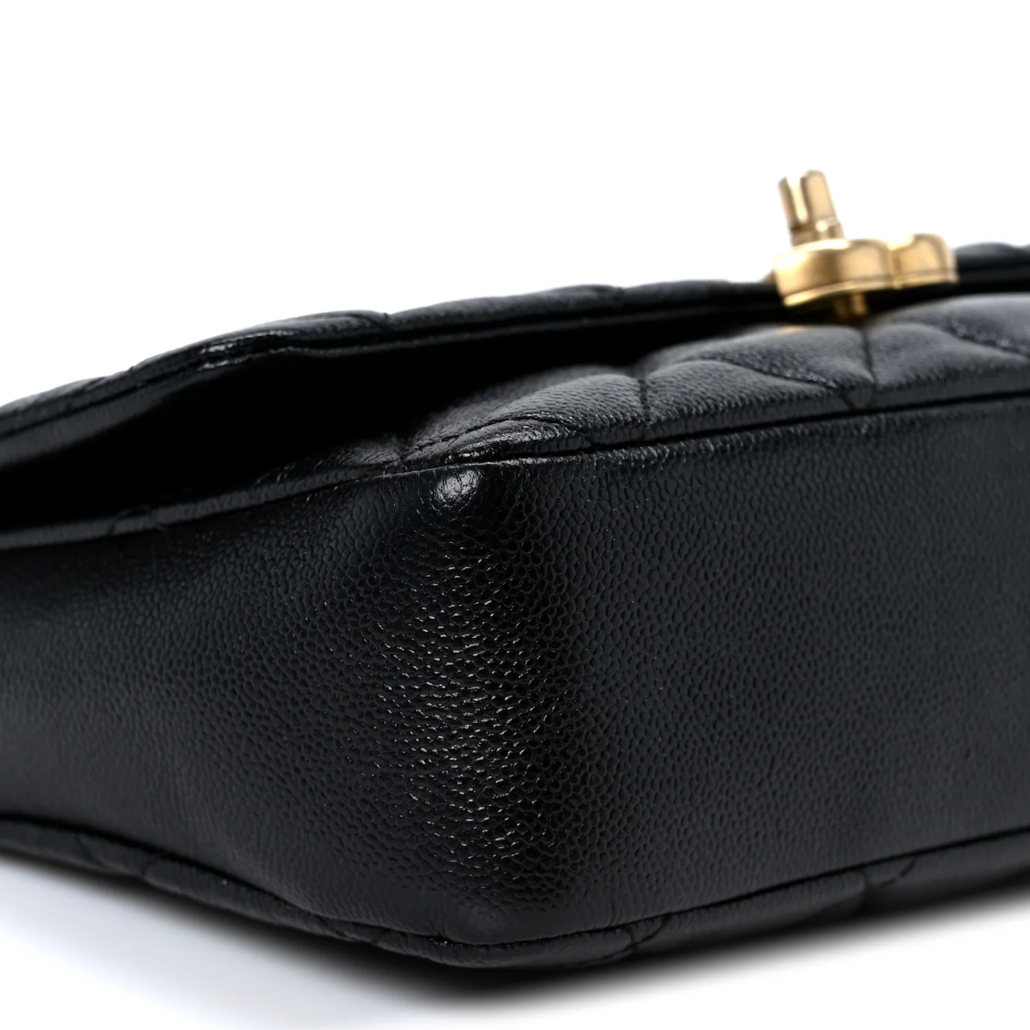 Shiny Caviar Quilted Large Chain Melody Flap Black - Top Club