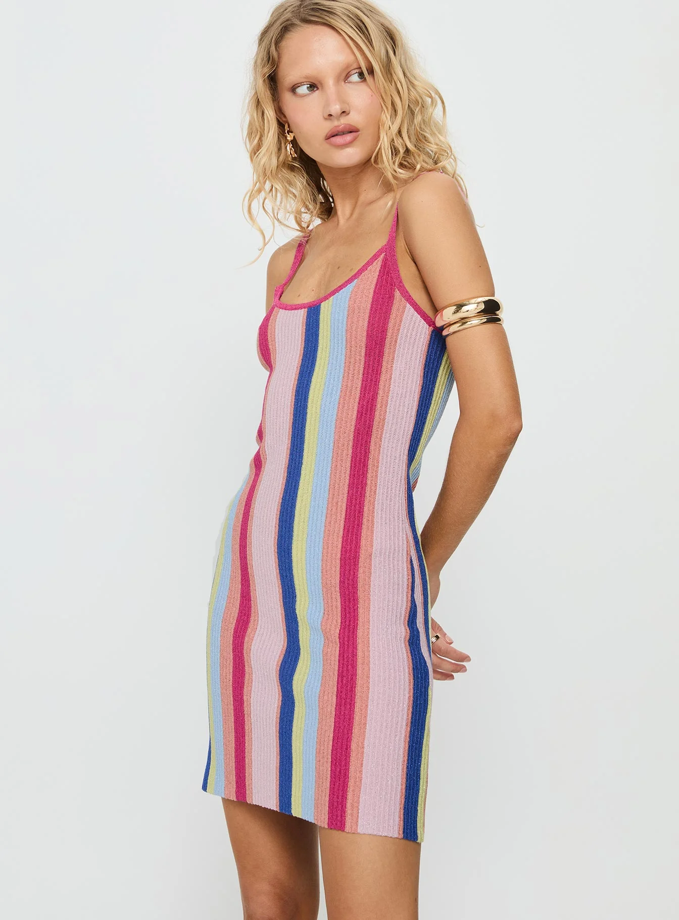 Yazmine Knit Mini Dress Multi Stripe