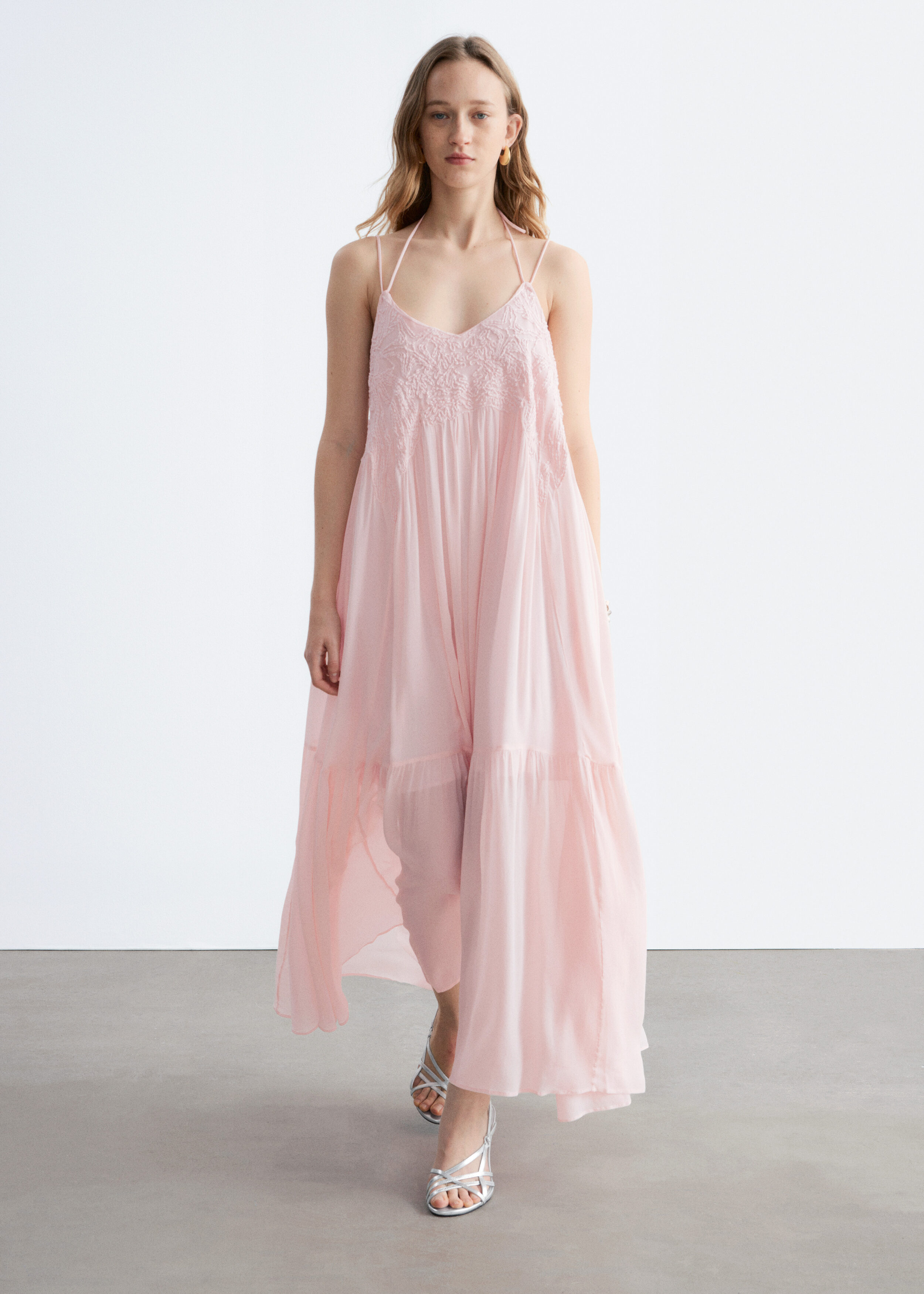 & Other Stories STRAPPY EMBROIDERED MAXI DRESS