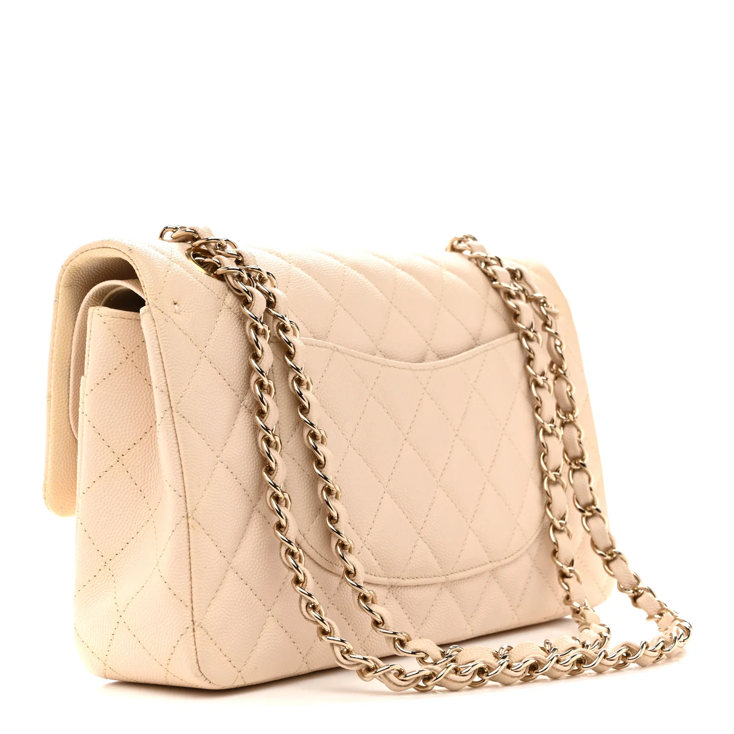Caviar Quilted Medium Double Flap Light Beige - Top Club
