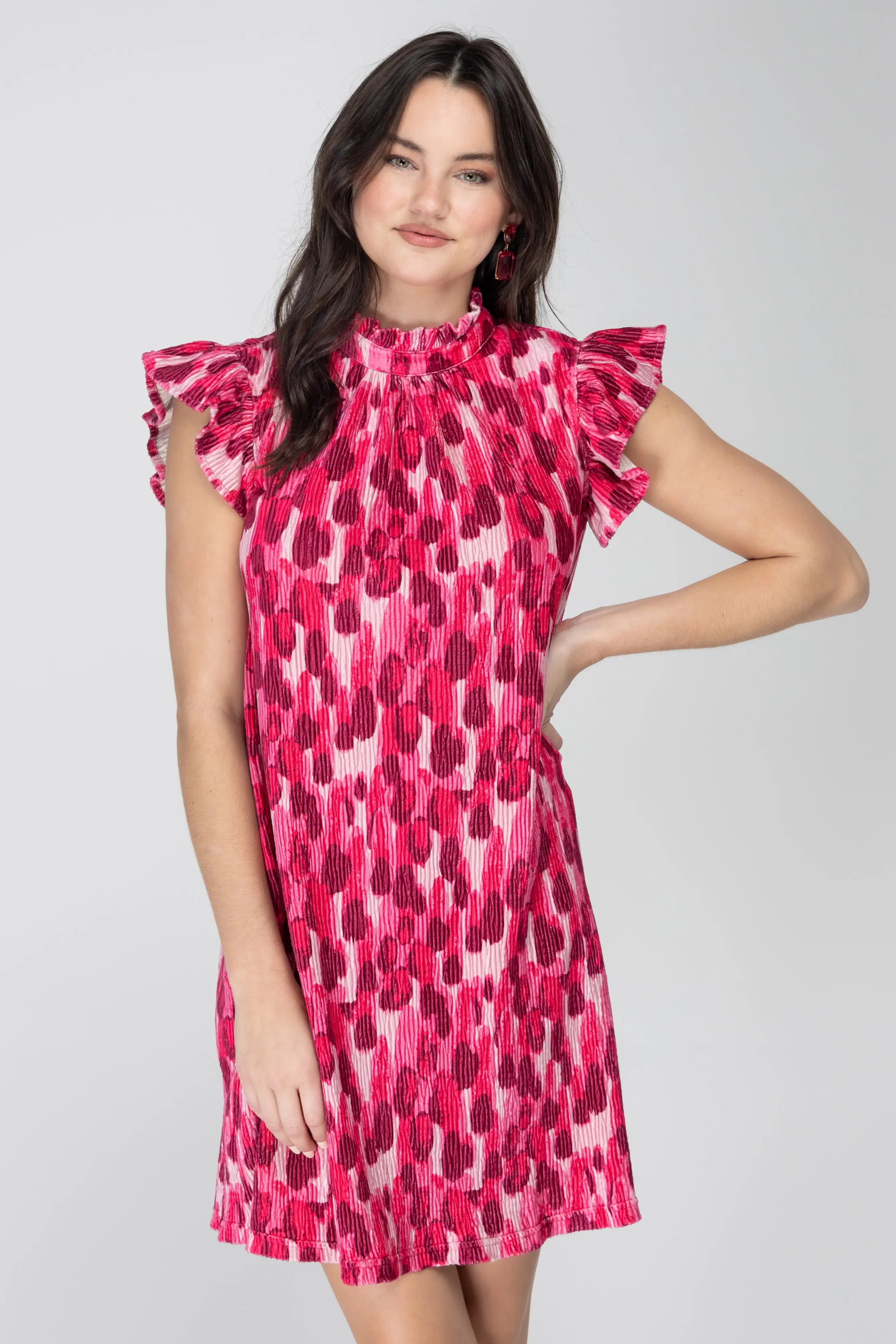 Feel This Moment Pleated Velvet Tie Back Shift Dress - ALJEGJ