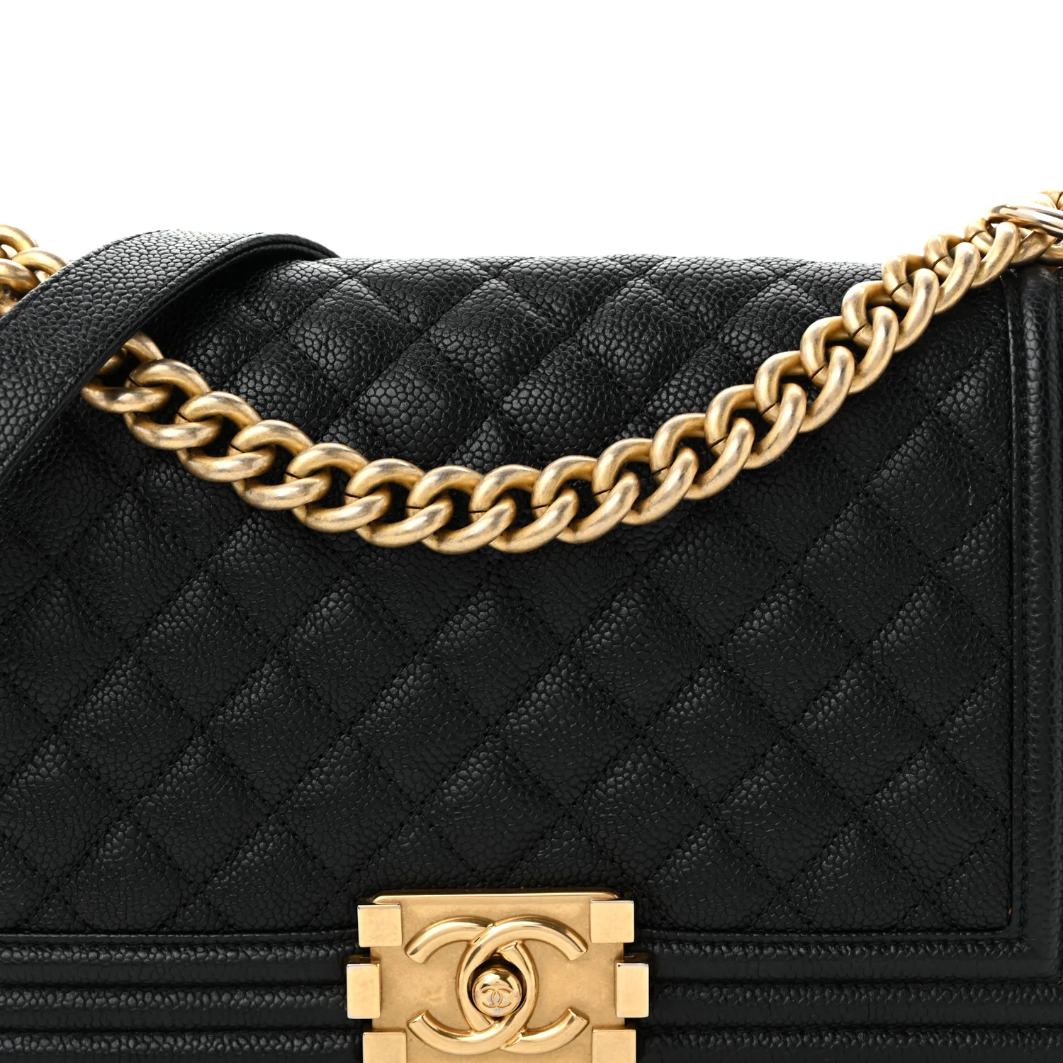 Caviar Quilted Medium Boy Flap Black - Top Club