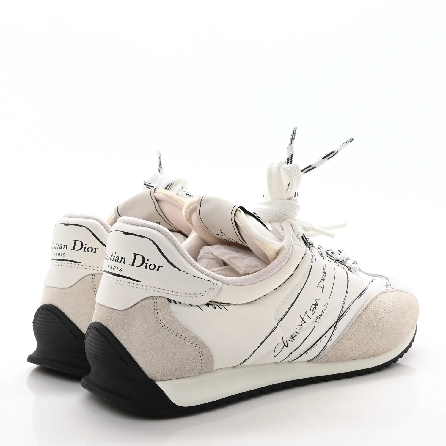 Calfskin Nylon Womens D-Sketch Sneakers 41 White - Top Club