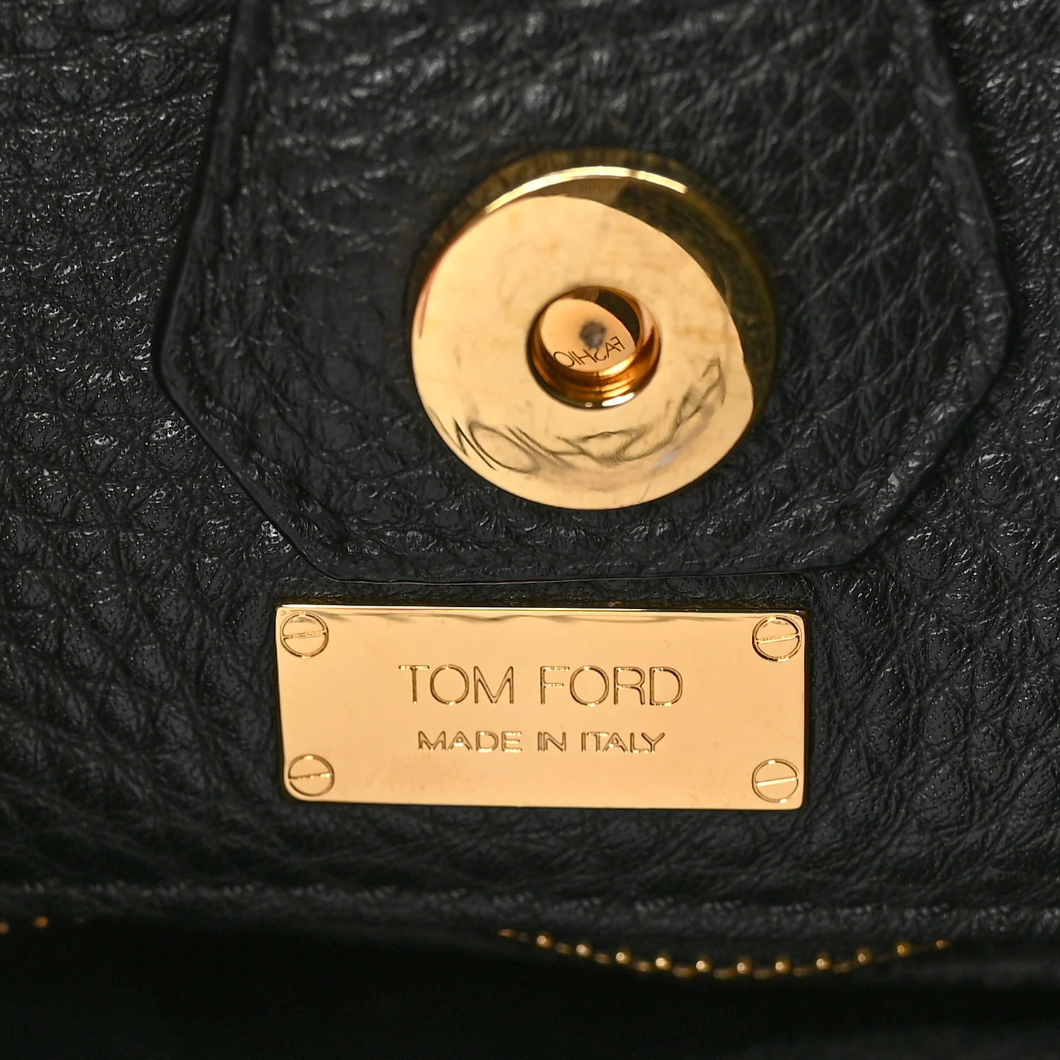 Pebbled Calfskin Alix Padlock Foldover Bag Black - Top Club