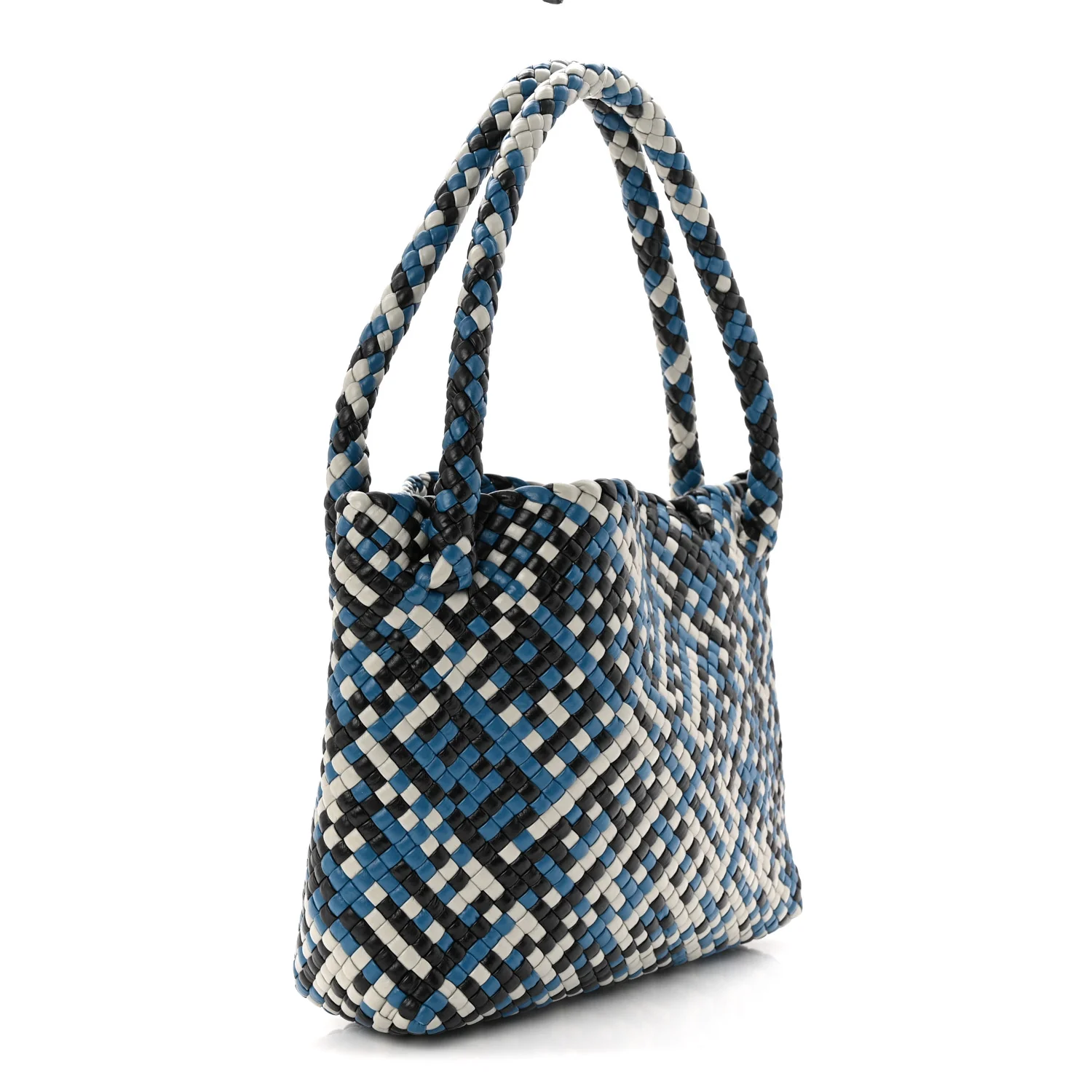 Calfskin Intreccio Tricolor Tosca Shoulder Bag Black Agate Grey Deep Pacific - Top Club