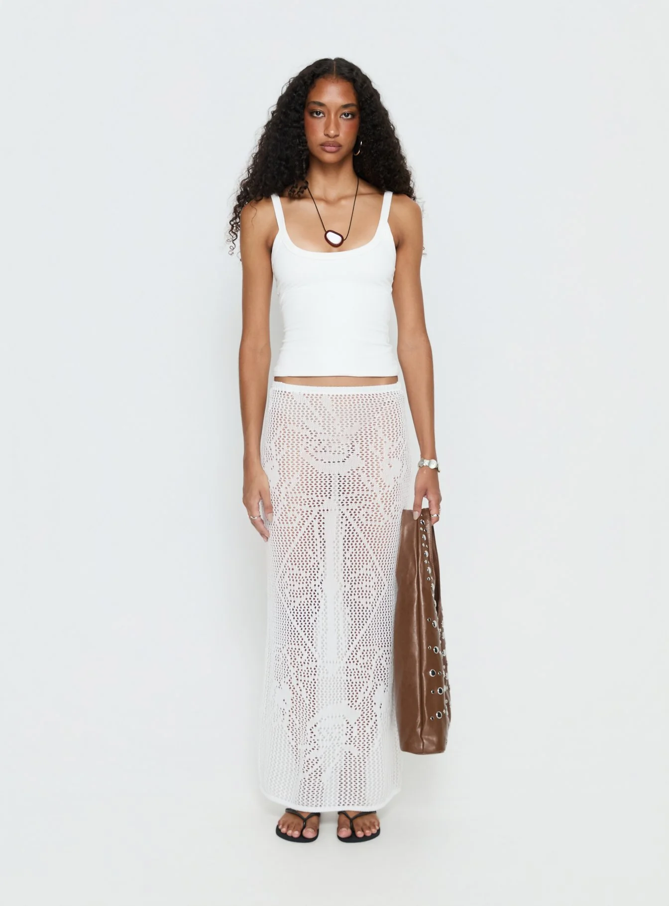 Wisteriah Sheer Maxi Skirt White