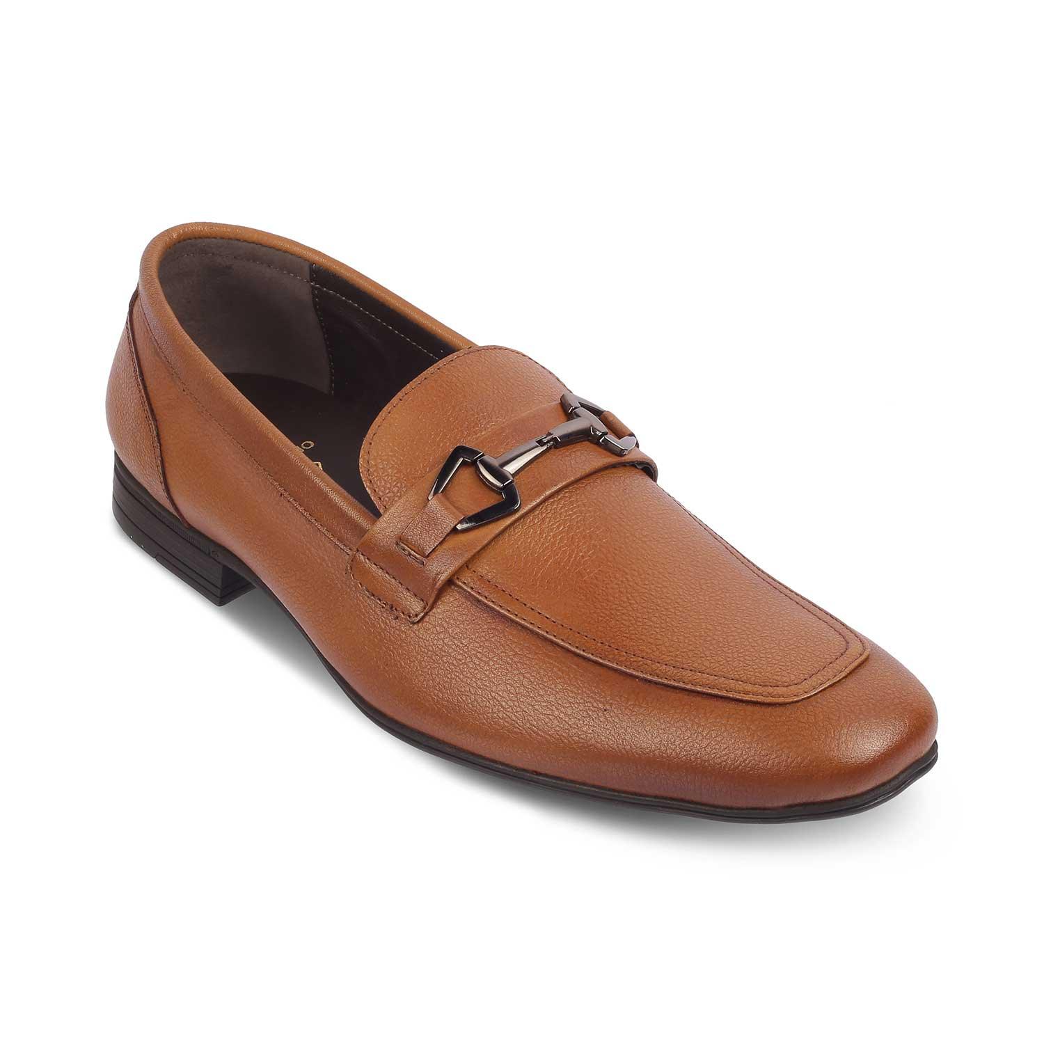 POPECHO Tan Men's Leather Loafers
