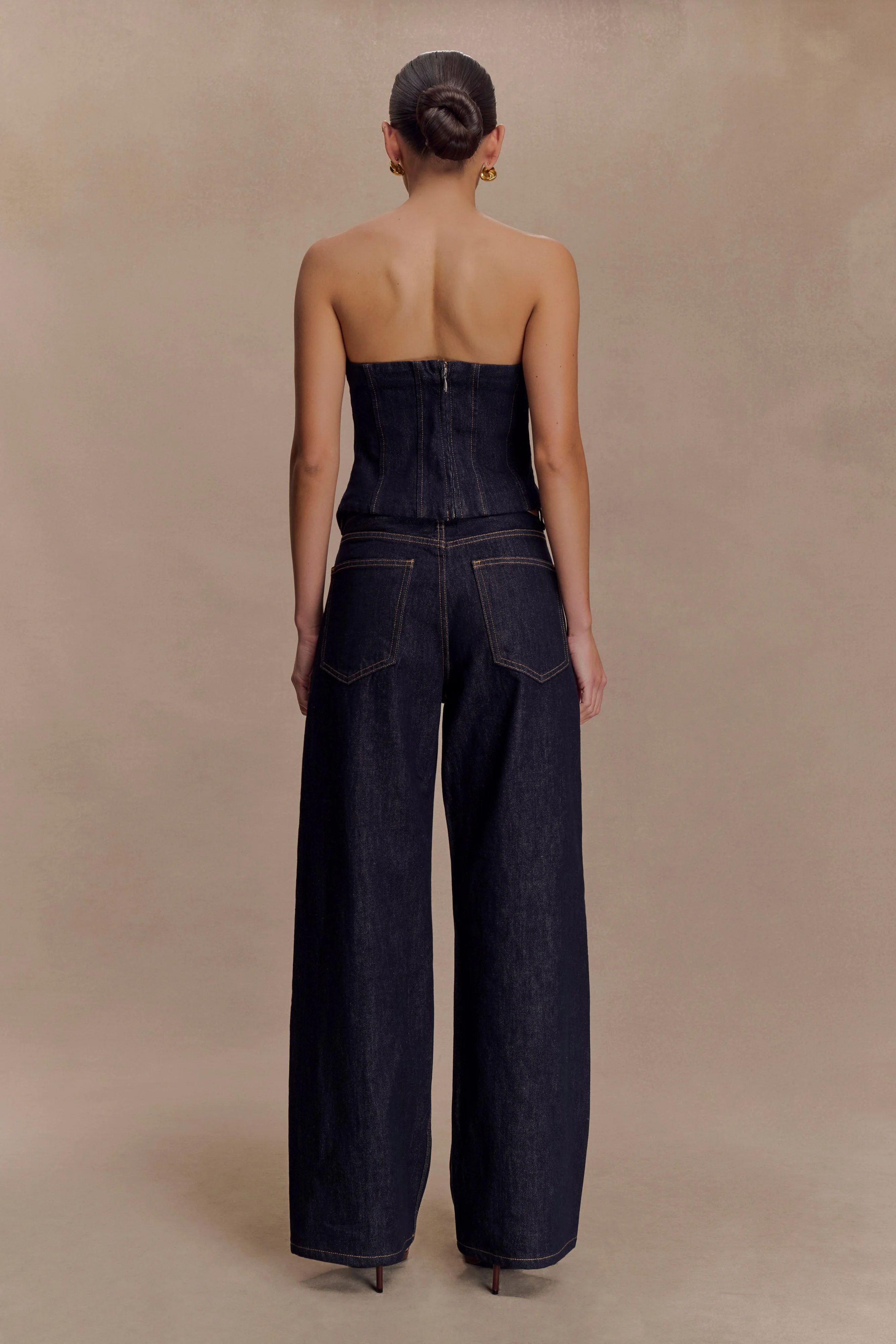 Monte Strapless Denim Corset - Washed Indigo Blue