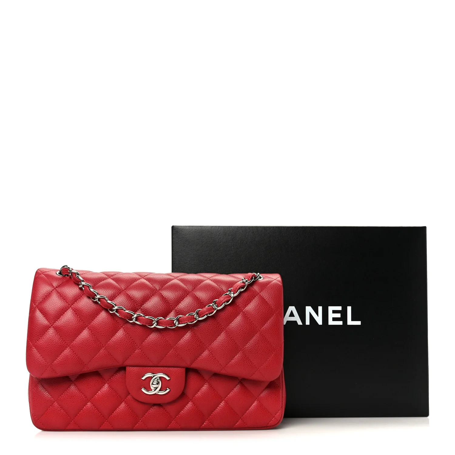 Caviar Quilted Jumbo Double Flap Dark Red - Top Club