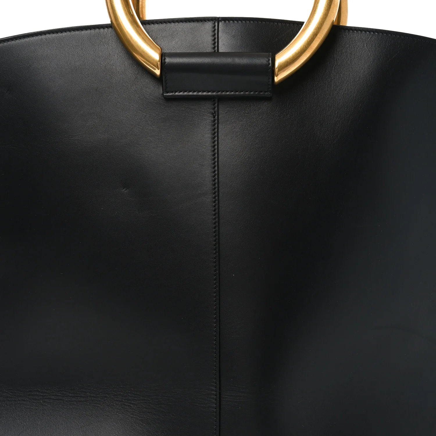 Smooth Calfskin Maxi Trapezoid Shopping Tote Black - Top Club