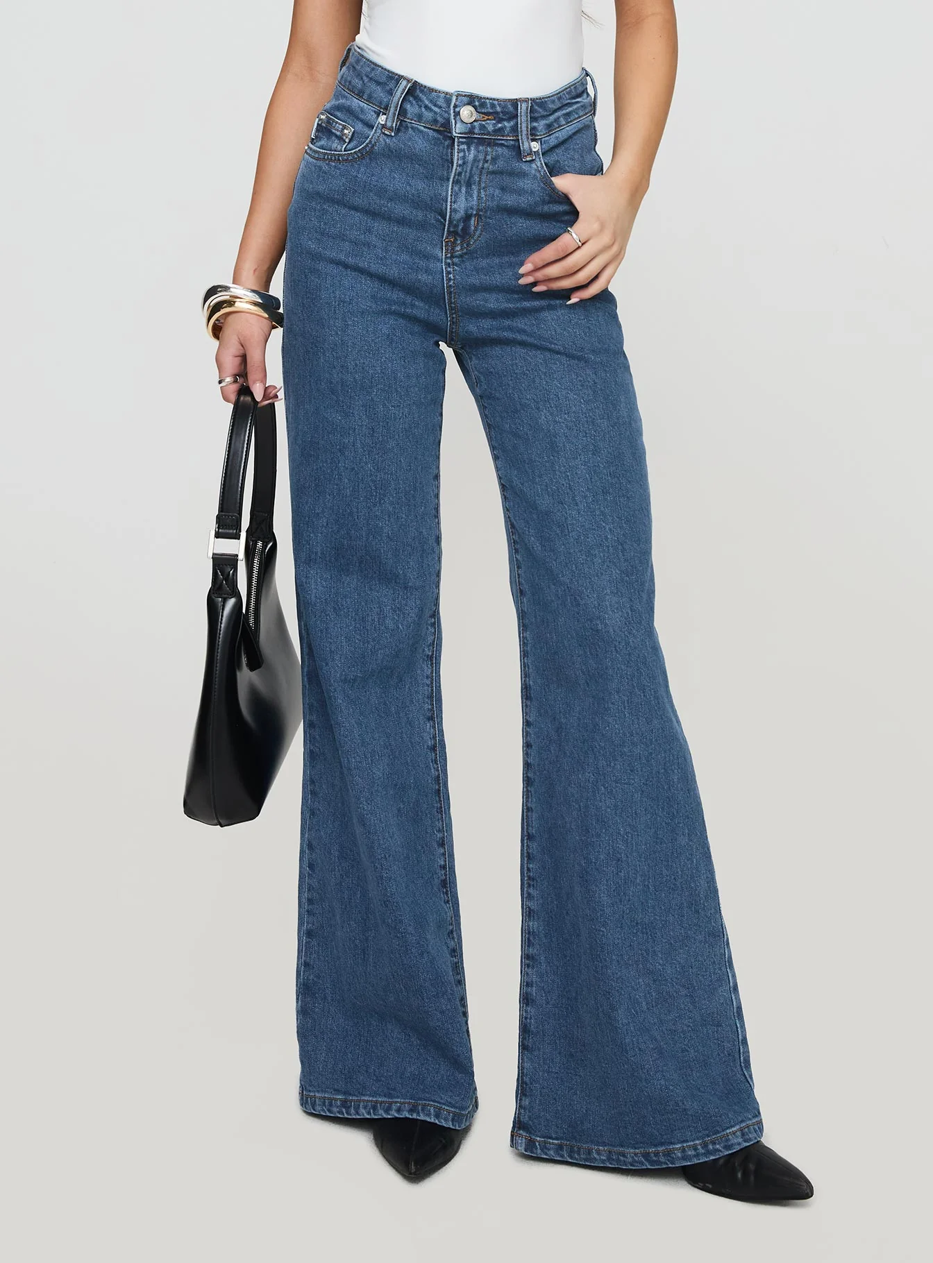 Lucille High Rise Flared Jeans Mid Wash