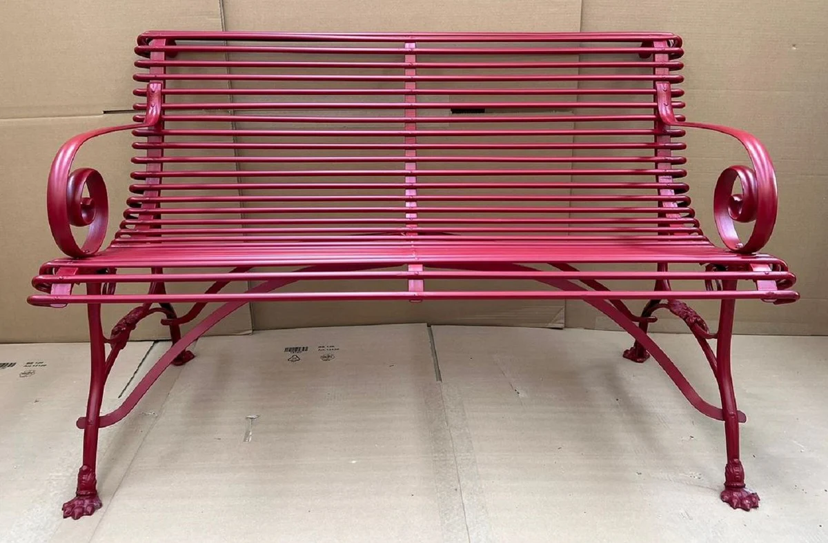 Art Nouveau garden bench red 120 x 66 x H. 80 cm - Wrought iron garden bench - Wrought iron garden furniture - Baroque & Art Nouveau garden furniture