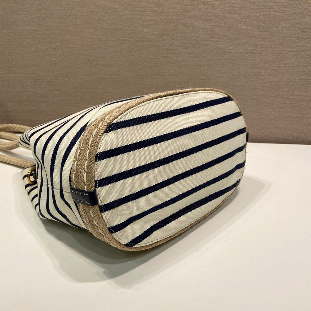 Prada Mariner small striped fabric bucket bag - Top Club