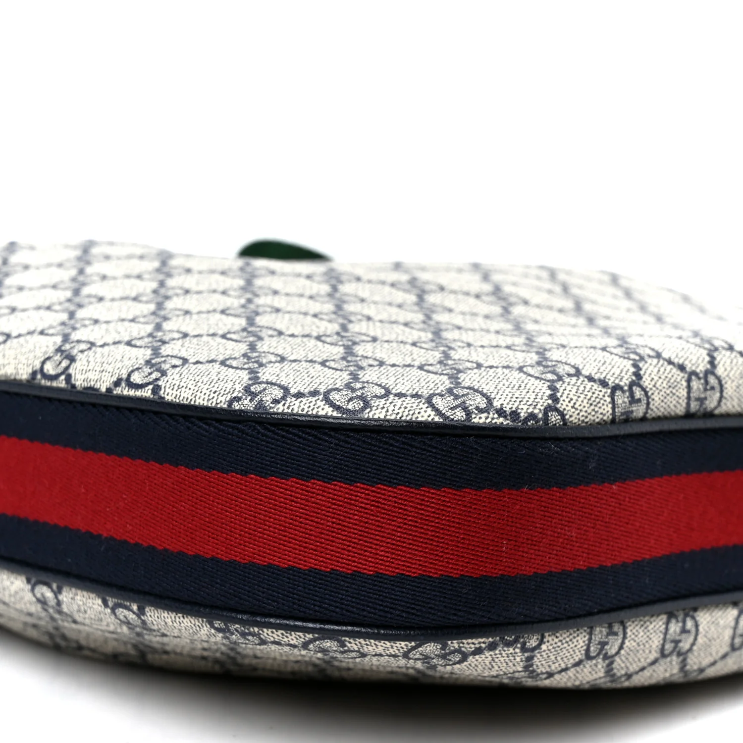 GG Supreme Monogram Textured Calfskin Web Large Attache Shoulder Bag Beige Blue - Top Club