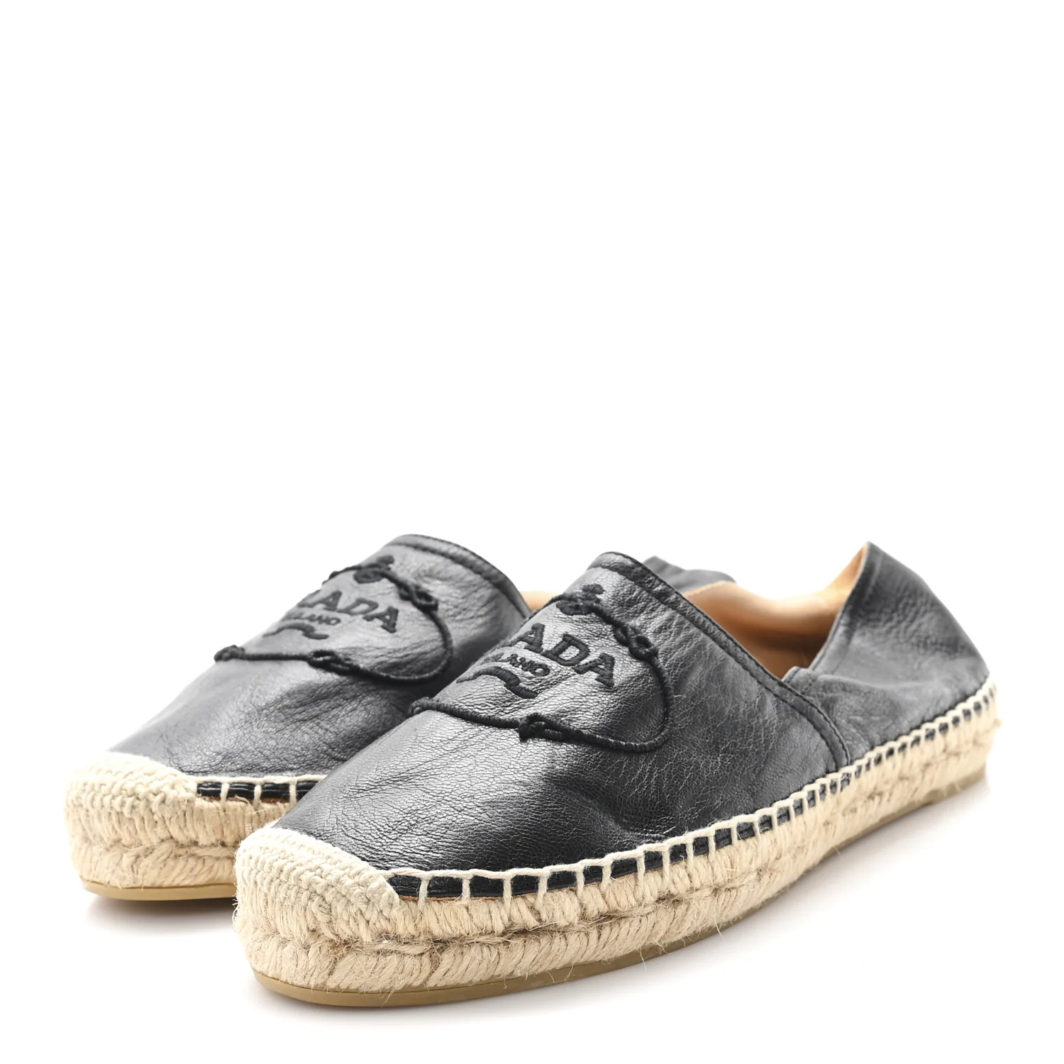 Nappa Embroidered Logo 20mm Espadrilles 39 Black - Top Club