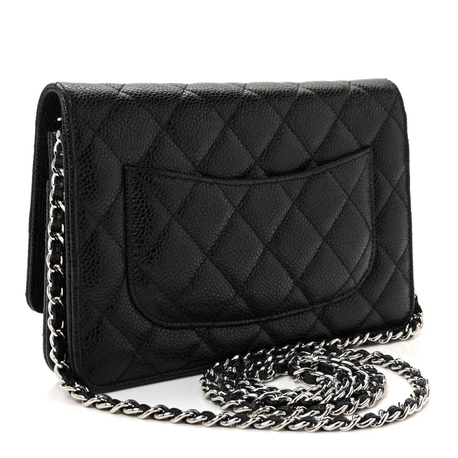 Caviar Quilted Wallet on Chain WOC Black - Top Club