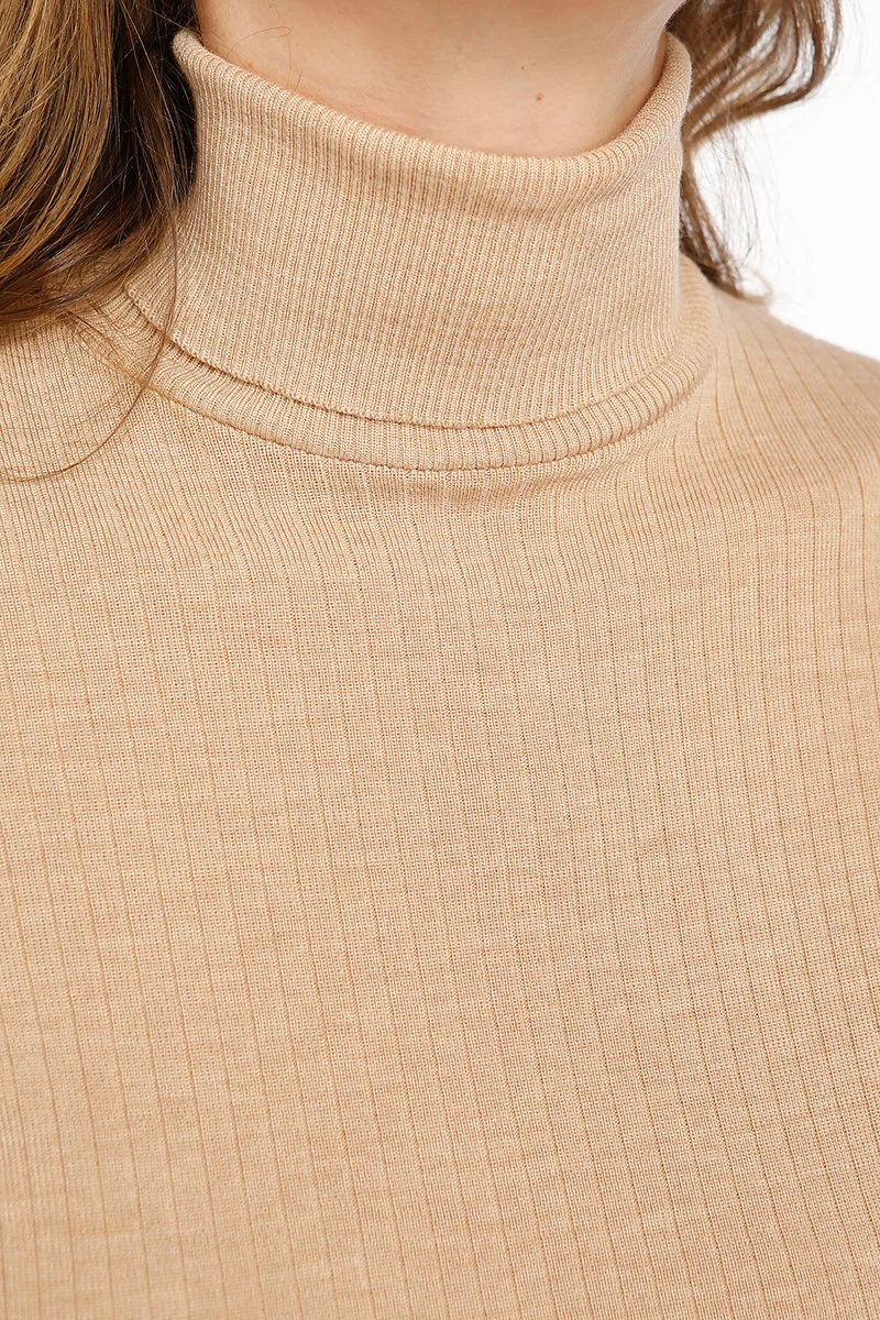 Pull chaussette femme en laine mérinos beige