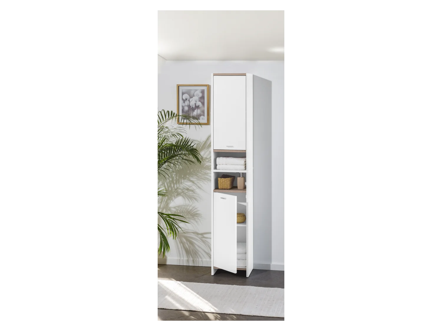 LIVARNO home Colonne de salle de bains, 34,2 x 186,2 x 28 cm, blanche/imitation chne
