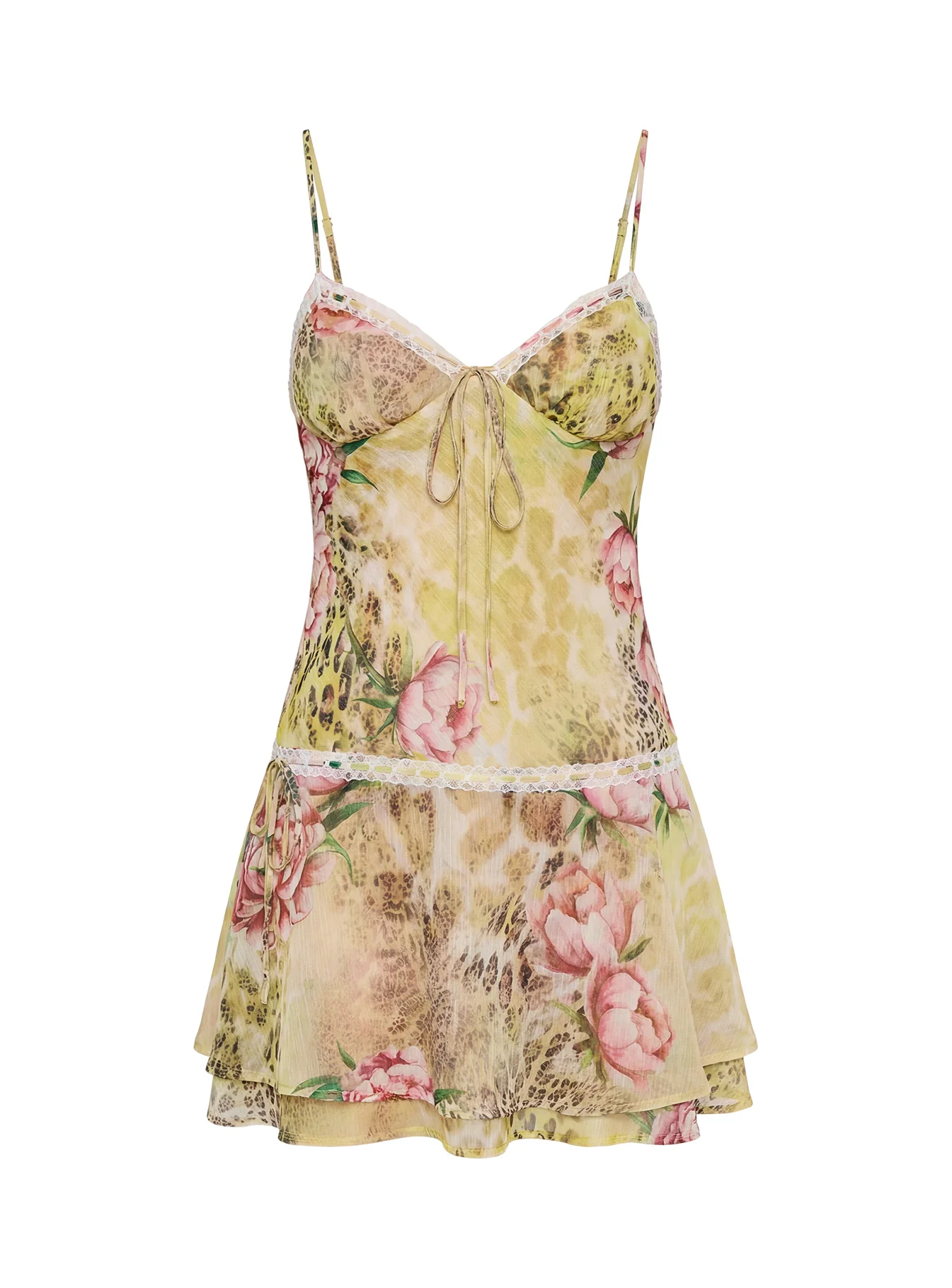 Starsigns Lace V Neck Mini Dress Animal Splice