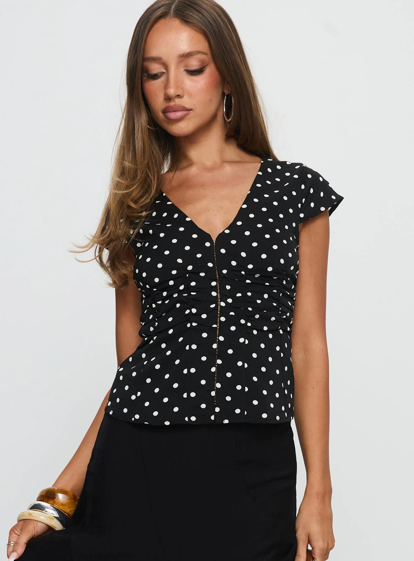 Indulgence Corset Top Black Polka Dot