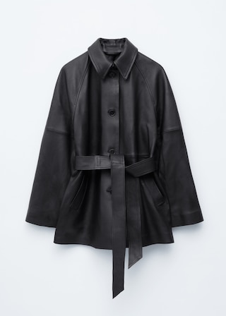 & Other Stories TIE-BELT LEATHER COAT