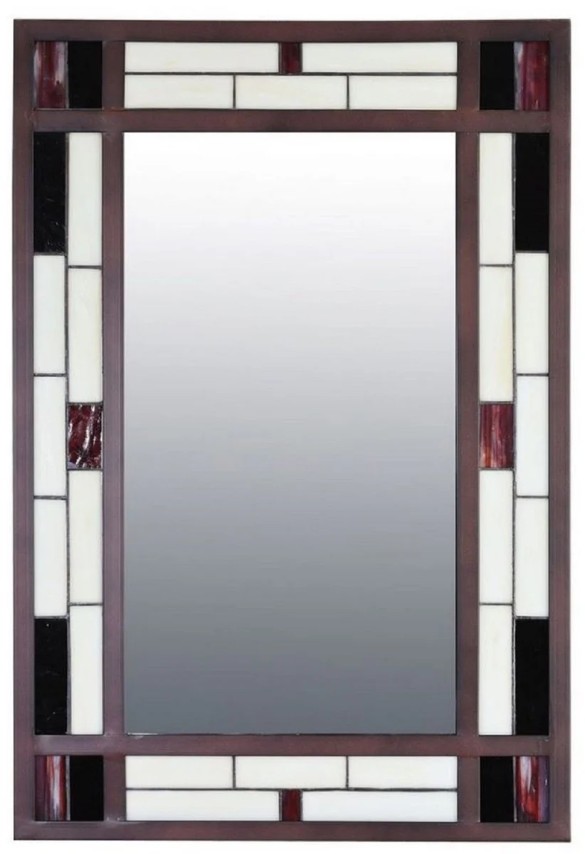 Luxury Tiffany wall mirror multicolored 50 x H. 75 cm - Rectangular Art Deco living room mirror - Bedroom mirror - Cloakroom mirror - Luxury Tiffany furniture