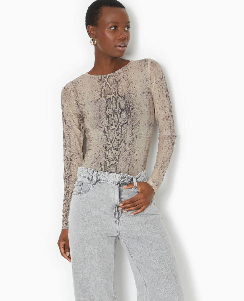 Pimkie Top manches longues en résille motif python