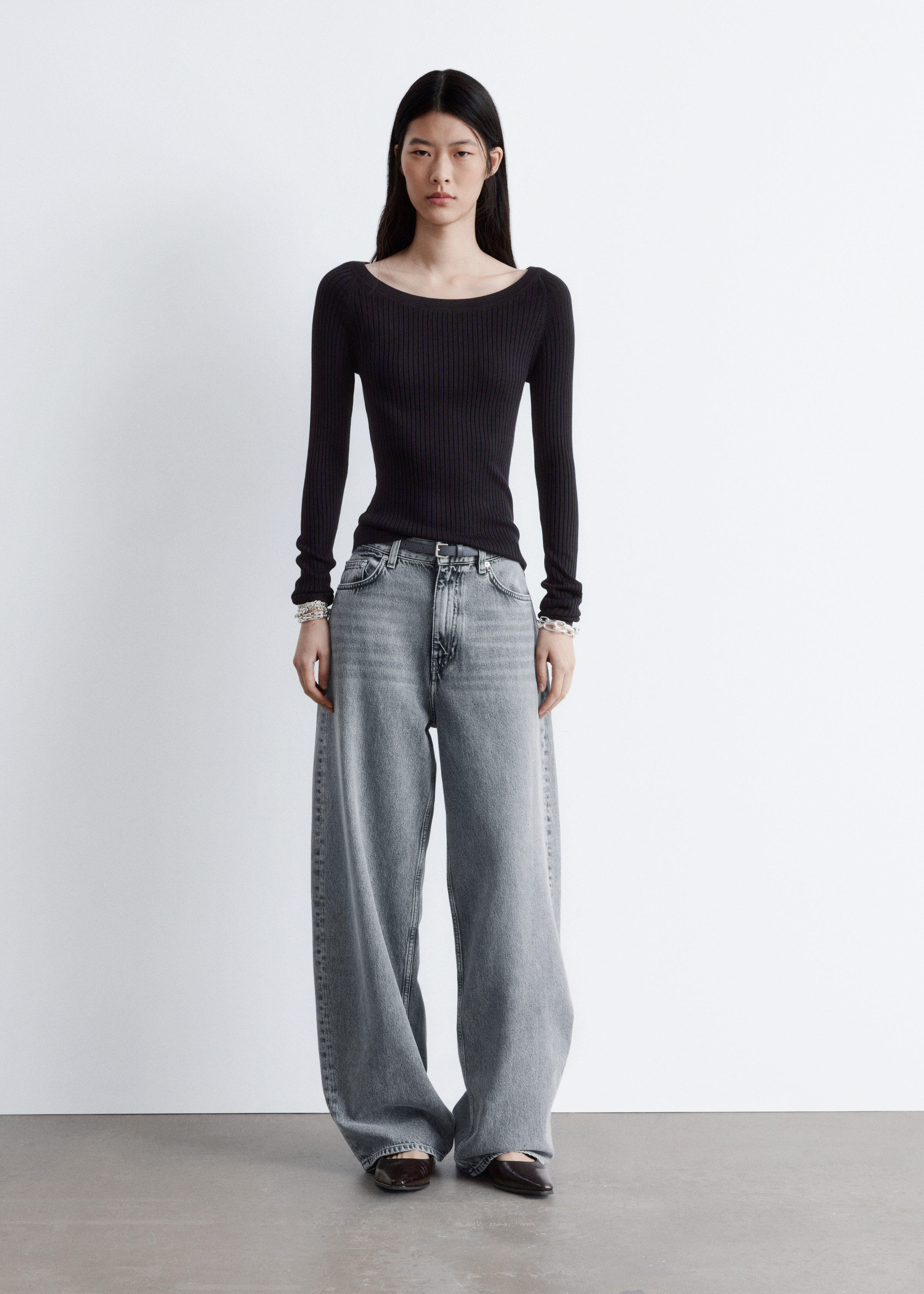 & Other Stories BOAT-NECK RIB-KNIT TOP