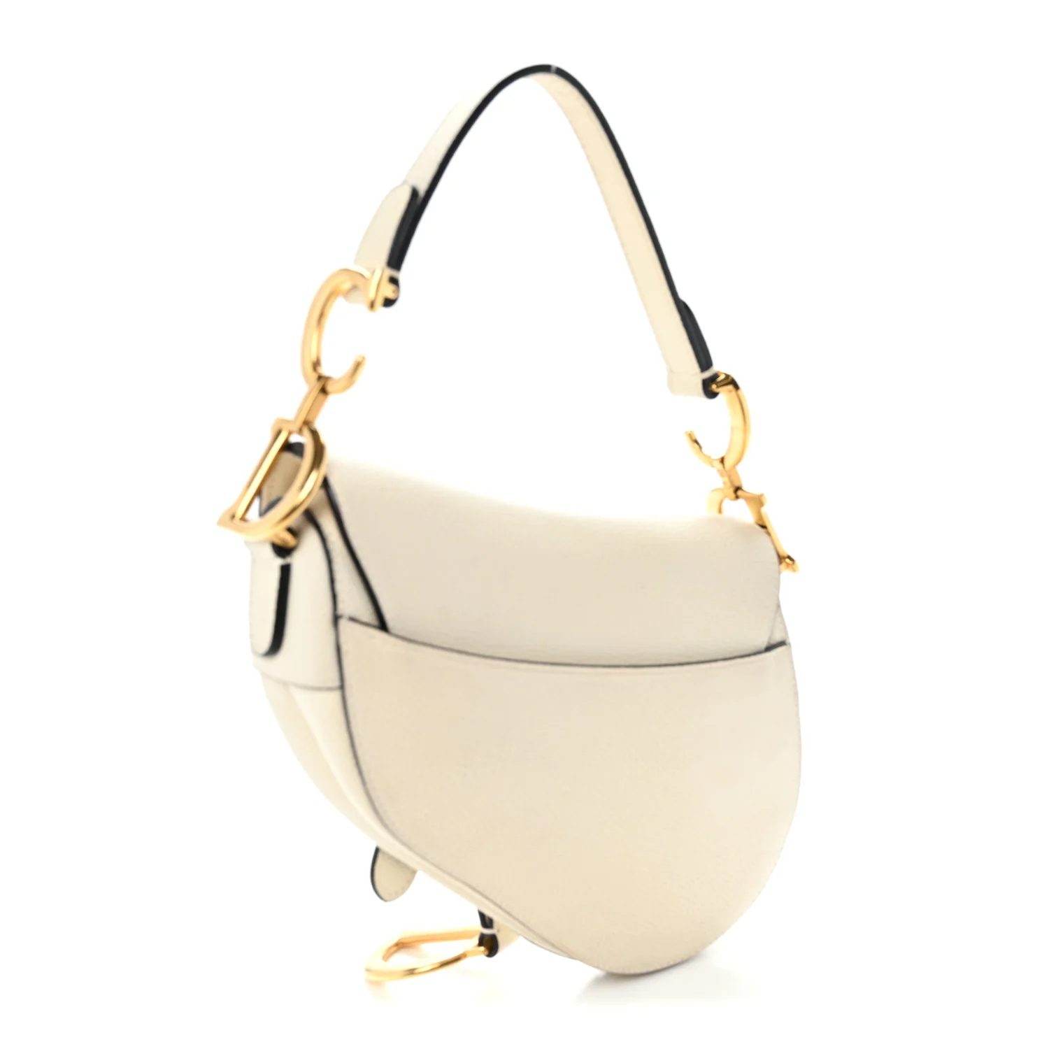 Grained Calfskin Mini Saddle Bag White - Top Club