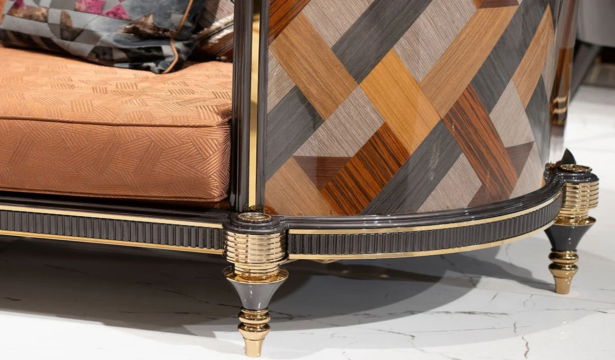 Luxury Art Deco Sofa Brown / Multicolor / Gray / Gold - Living Room Sofa - Living Room Furniture - Art Deco Furniture - Luxury Furniture
