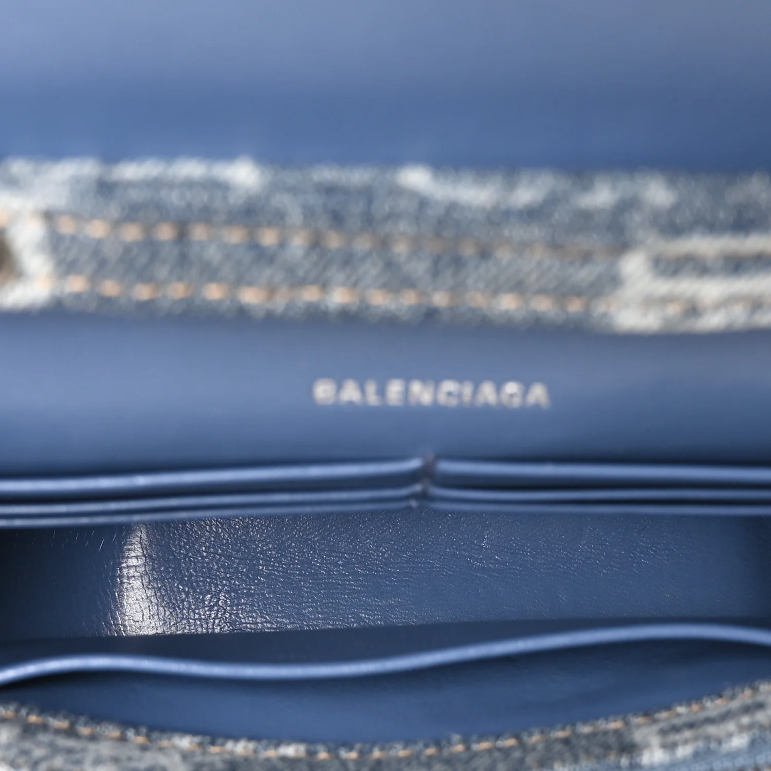 Denim BB Monogram Hourglass Chain Bag Blue - Top Club